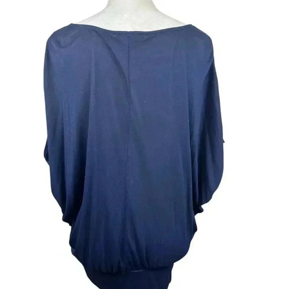 White House Black Market blue embellished v neck top size medium - Picture 3 of 9